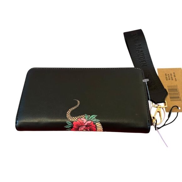 Steve Madden Year of the Snake Black Wallet/Wristlet with Floral Design. - Picture 4 of 6